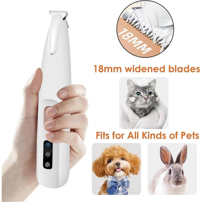 AESTIX Rechargeable Pet Hair Trimmer Kit, Pet Paw Trimmer, Cordless Quiet Dog Trimmer for Grooming with LED Light, Small Dog Grooming Clippers for Dogs & Cats, Pet Grooming Tool,Waterproof, Low Noise Pet Shaver
