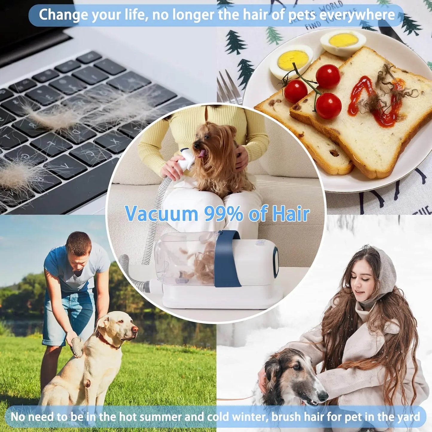 AESTIX Pet Grooming Kit with Vacuum for Dogs and Cats Groomer Tools Poodle Puppy Cleaning