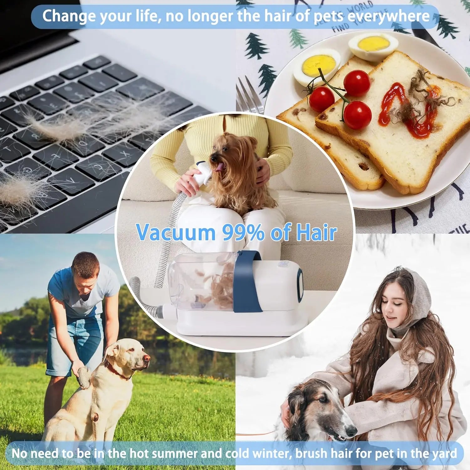 AESTIX Pet Grooming Kit with Vacuum for Dogs and Cats Groomer Tools Poodle Puppy Cleaning