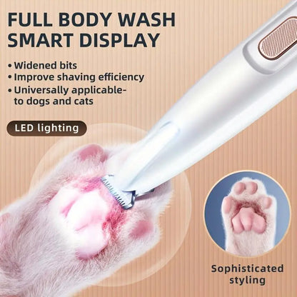 AESTIX Rechargeable Pet Hair Trimmer Kit, Pet Paw Trimmer, Cordless Quiet Dog Trimmer for Grooming with LED Light, Small Dog Grooming Clippers for Dogs & Cats, Pet Grooming Tool,Waterproof, Low Noise Pet Shaver