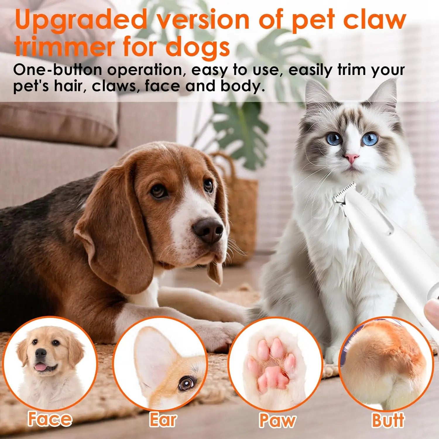 AESTIX Rechargeable Pet Hair Trimmer Kit, Pet Paw Trimmer, Cordless Quiet Dog Trimmer for Grooming with LED Light, Small Dog Grooming Clippers for Dogs & Cats, Pet Grooming Tool,Waterproof, Low Noise Pet Shaver