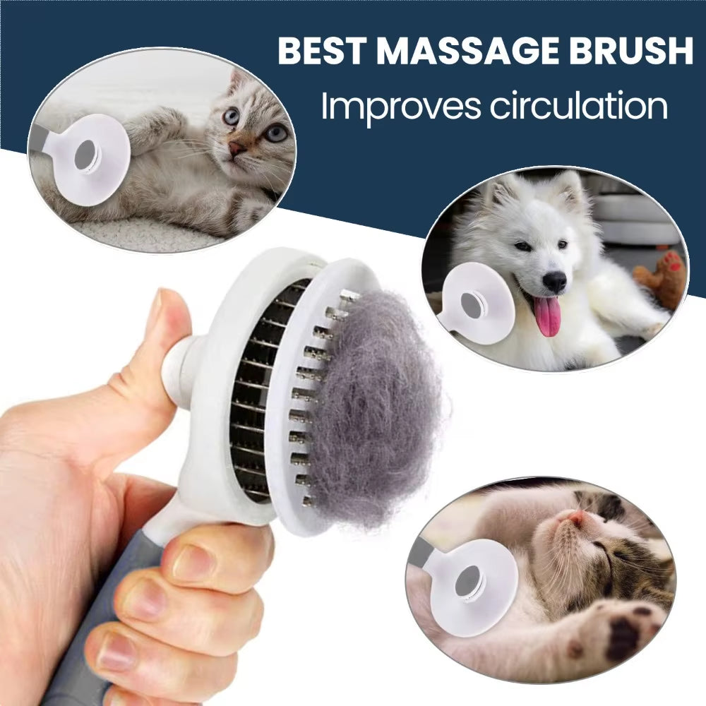 Pet Brush Dog Hair Beauty Care Stainless Steel Pet Hair Remover Pet Cleaning Grooming Self-Cleaning Hair Comb Pet Accessories
