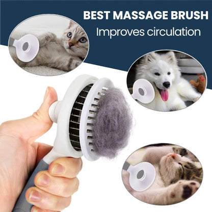 Pet Brush Dog Hair Beauty Care Stainless Steel Pet Hair Remover Pet Cleaning Grooming Self-Cleaning Hair Comb Pet Accessories